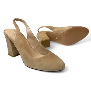 PELLE MODA Espen Latte Slingback Suede Pump, Size 9